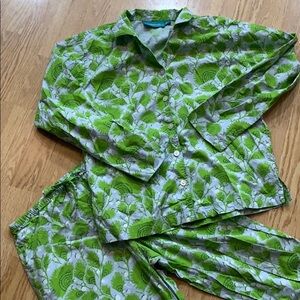 Needham Lane XS Green & Blue Palm Frond Pajamas